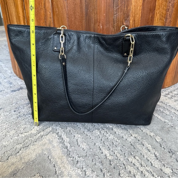 Tory Burch Tote Handbag Shoulder Bag Black Pebbled Leather Read F - Picture 6 of 14